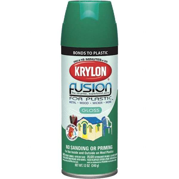 Krylon - Spring Grass, Gloss, Direct to Plastic Spray Paint - Up to 25 Sq Ft per Can, 12 oz Container, Use on Fiberglass, Hard Vinyl, Plastics, PVC, Resin - Industrial Tool & Supply