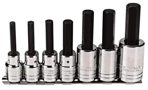 Proto - 7 Piece 1/2" Drive Inch Hex Bit Socket Set - 1/4 to 5/8" Hex - Industrial Tool & Supply