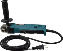Makita - 3/8" Keyed Chuck, 2,400 RPM, Angled Handle Electric Drill - 4 Amps, 115 Volts, Reversible, Includes Chuck Key, Drill Chuck, Key Holder, Side Handle - Industrial Tool & Supply