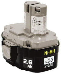 Makita - 18 Volt NiMH Power Tool Battery - 2.6 Ahr Capacity, 1 hr Charge Time, Series Mforce - Industrial Tool & Supply