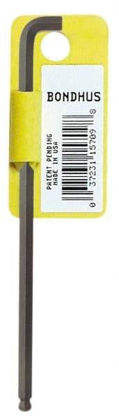 Bondhus - 3/8" Hex, Short Arm, Ball End Hex Key - 7-1/8" OAL, Protanium High Torque Steel, Inch System of Measurement - Industrial Tool & Supply