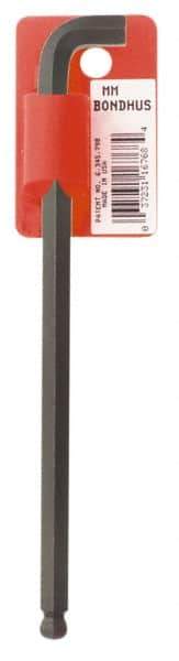 Bondhus - 8mm Hex, Short Arm, Ball End Hex Key - 6-11/16" OAL, Protanium High Torque Steel, Metric System of Measurement - Industrial Tool & Supply