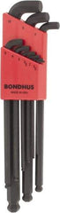 Bondhus - 9 Piece L-Key Ball End Hex Key Set - Hex Range 1.5 to 10mm - Industrial Tool & Supply