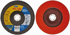 Norton - 60 Grit, 7" Disc Diam, 7/8" Center Hole, Type 29 Ceramic Flap Disc - 8,500 Max RPM, Fiberglass Backing, Arbor Attaching System, Coated - Industrial Tool & Supply