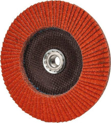 Norton - 40 Grit, 7" Disc Diam, 5/8-11 Center Hole, Type 29 Ceramic Flap Disc - 8,500 Max RPM, Fiberglass Backing, Arbor Attaching System, Coated - Industrial Tool & Supply