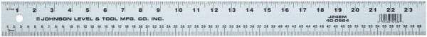 Johnson Level & Tool - 48" Long, 1/8, 1/16" and 2mm Graduation, Aluminum Rule - English/Metric Graduation Style, Gray, Anodized Finish - Industrial Tool & Supply