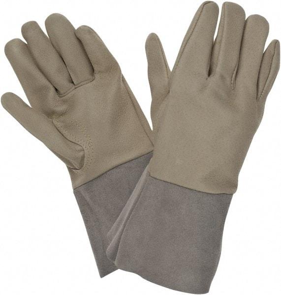 MCR Safety - Size S Unlined Cowhide Welding Glove - White/Brown, Pair - Industrial Tool & Supply