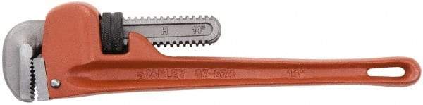 Stanley - 14" Cast Iron Straight Pipe Wrench - 2-7/8" Pipe Capacity - Industrial Tool & Supply