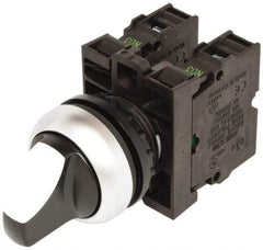 Eaton Cutler-Hammer - 22-1/2mm Mount Hole, 3 Position, Knob Operated, Selector Switch with Contact Blocks - Maintained (MA), Nonilluminated, 1 Contact Block, 2NO - Industrial Tool & Supply