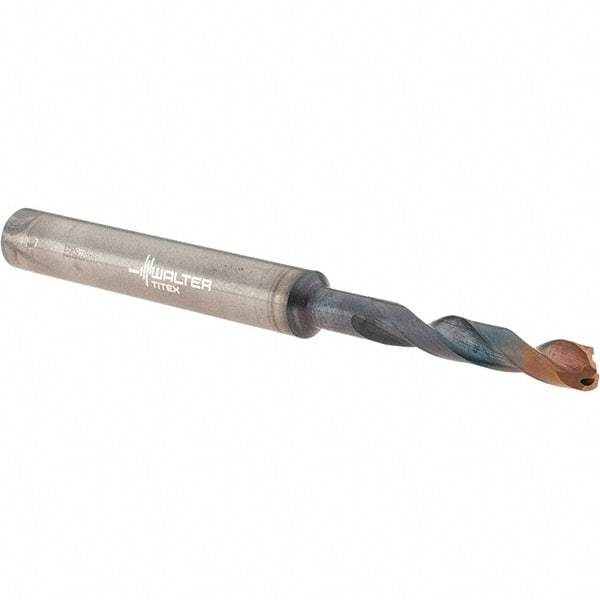 Walter-Titex - 3.8mm 140° Spiral Flute Solid Carbide Screw Machine Drill Bit - Double Coating Finish, Right Hand Cut, 24mm Flute Length, 66mm OAL, X-treme Plus Point, Straight Shank, Through Coolant - Industrial Tool & Supply