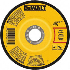 DeWALT - 24 Grit, 6" Wheel Diam, 1/4" Wheel Thickness, 7/8" Arbor Hole, Type 27 Depressed Center Wheel - Aluminum Oxide, Resinoid Bond, 10,100 Max RPM - Industrial Tool & Supply