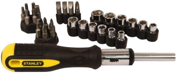 Stanley - 29 Piece Hex, Phillips, Slotted & Torx Screwdriver Set - Bit Sizes: Hex Inch 1/8 & 5/32, Philips #1 to #3, Nut Driver 1/4, 5/16, 11/32, 3/8, 7/16 & 1/2, Torx T10, T15, T20, T25 & T27, Tip Thickness: 1/4 & 9/32 - Industrial Tool & Supply