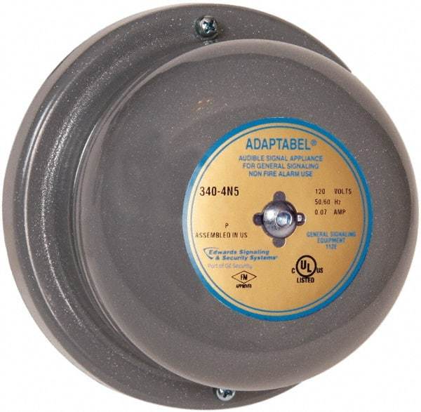 Edwards Signaling - 4" Diam, 24 VAC Bell - 0.31 Amps, 88 Decibles at 10', Vibrating, Waterproof - Industrial Tool & Supply