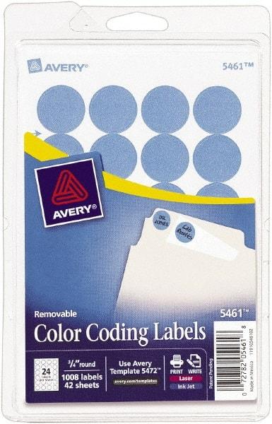 AVERY - 3/4" Wide x 3/4" Long, Light Blue Paper Color Coding Labels - For Laser/Inkjet Printers - Industrial Tool & Supply