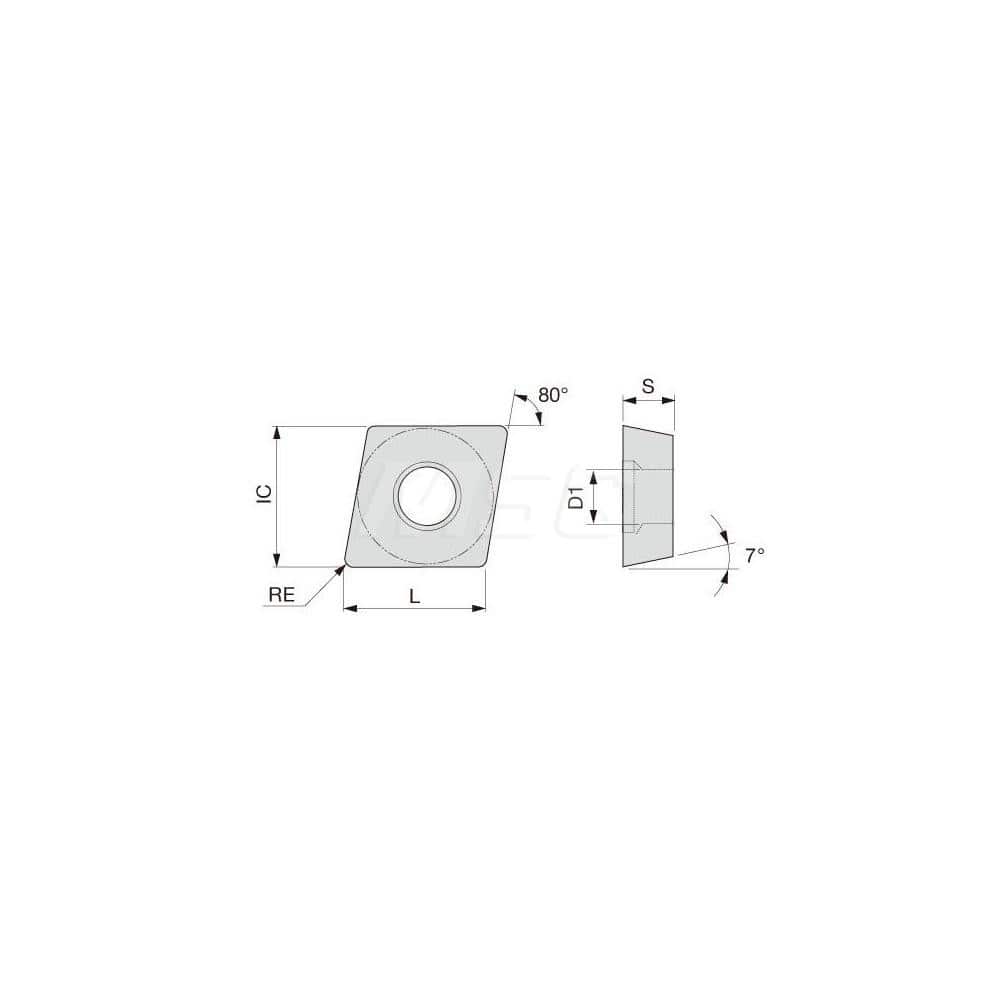Turning Insert:  CCGT4.51.81R-W08 SH730,  Solid Carbide TiAlN Finish,  Right Hand,  0.0160″ Corner Radius,  80.0 &deg N/A Diamond,  Series  CCGT