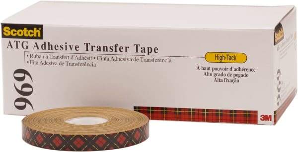 3M - 18 Yds. Long x, High Strength Acrylic Adhesive Transfer Tape - Paper Liner, 5 mil Thick - Industrial Tool & Supply