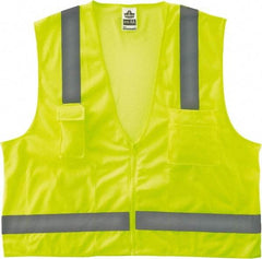 Ergodyne - Size 2X/3XL High Visibility Lime Mesh/Solid Surveyor's Vest - 52 to 58" Chest, ANSI/ISEA 107, Zipper Closure, 4 Pockets, Polyester - Industrial Tool & Supply