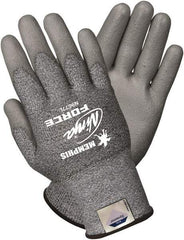 MCR Safety - Size L (9), ANSI Cut Lvl 3, Polyurethane Coated Dyneema Cut Resistant Gloves - 9" Long, Palm Coated, Knit Wrist, Gray, Paired - Industrial Tool & Supply