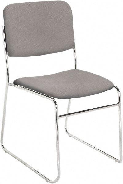 NPS - Fabric Grey Stacking Chair - Chrome Frame, 19" Wide x 21" Deep x 33" High - Industrial Tool & Supply