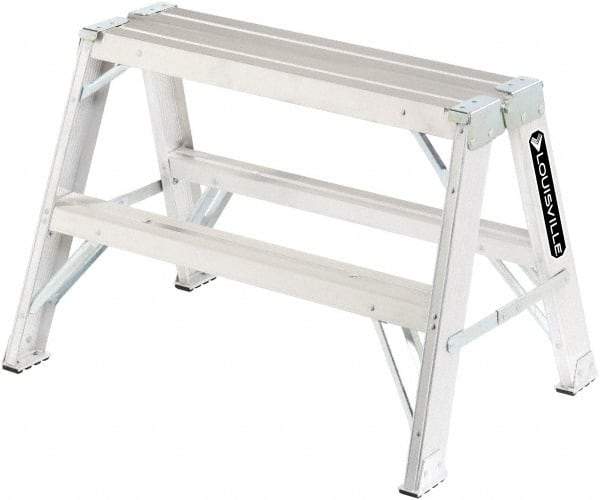 Louisville - 3 Steps, 3' High, Type IA Rating, Aluminum Sawhorse Ladder - 300 Lb Capacity, 34-3/4" Base Width - Industrial Tool & Supply