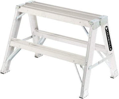 Louisville - 3 Steps, 3' High, Type IA Rating, Aluminum Sawhorse Ladder - 300 Lb Capacity, 34-3/4" Base Width - Industrial Tool & Supply