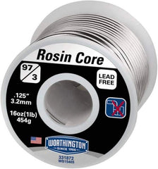 Worthington - 1/8 Inch Diameter, 97 Percent Tin and Copper and 3 Percent Rosin Core, Rosin Core Solder - 1 Lb. - Exact Industrial Supply