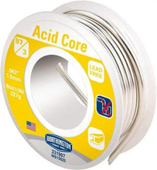 Worthington - 1/16 Inch Diameter, 97 Percent Tin and Copper and 3 Percent Urea Core, Lead Free Acid Core Solder - 1/2 Lb. - Exact Industrial Supply