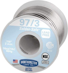 Worthington - 0.1180 Inch Diameter, Tin and Copper, 97/3 Lead Free Solder - 1 Lb. - Exact Industrial Supply