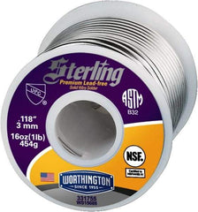 Worthington - 0.1180 Inch Diameter, Tin and Copper with Selenium, Sterling Lead Free Solder - 1 Lb. - Exact Industrial Supply