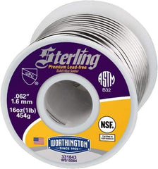 Worthington - 1/16 Inch Diameter, Tin and Copper with Selenium, Sterling Lead Free Solder - 1 Lb. - Exact Industrial Supply