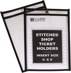 C-LINE - 25 Piece Clear Stitched Shop Ticket Holder - 9" High x 6" Wide - Industrial Tool & Supply