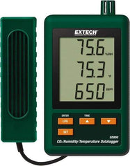 Extech - 32 to 122°F, 10 to 90% Humidity Range, Temp, CO2 Recorder - Industrial Tool & Supply
