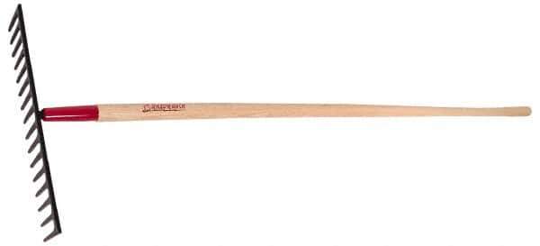 Razor-Back - Asphalt Rake with 66" Straight Wood Handle - 18-1/2" Blade Width, 16 Tines, 4" Tine Length - Industrial Tool & Supply