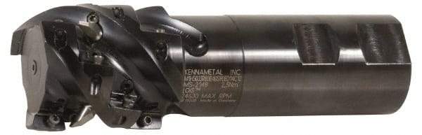Kennametal - 40mm Cut Diam, 27.6mm Max Depth of Cut, 32mm Shank Diam, 111mm OAL, Indexable Square Shoulder Helical End Mill - EC14.., EP14.. Inserts, Weldon Shank, 0° Lead Angle, Through Coolant - Industrial Tool & Supply