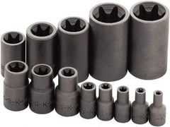 SK - 13 Piece 1/4, 3/8 & 1/2" Drive Standard Socket Set - 6 Points, E4 to E24 Torx, Torx Measurement Standard - Industrial Tool & Supply