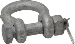 Made in USA - 5/16" Nominal Chain Size, 0.75 Ton Carbon Steel Bolt Anchor Shackle - 5/16" Diam, 3/8" Pin Diam, 1-1/4" High Inside Jaw, 0.969" Inside Width, 3/8" Max Body Thickness - Industrial Tool & Supply