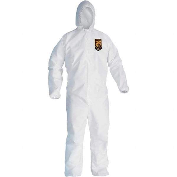 KleenGuard - Size L SMS General Purpose Coveralls - White, Zipper Closure, Elastic Cuffs, Elastic Ankles, Seamless - Industrial Tool & Supply