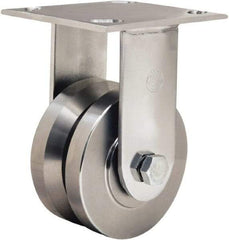 Hamilton - 4" Diam x 2" Wide, Stainless Steel Rigid Caster - 850 Lb Capacity, Top Plate Mount, 3-3/4" x 4-1/2" Plate, Stainless Steel Precision Ball Bearing - Industrial Tool & Supply