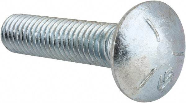 Value Collection - 3/8-16 UNC 1-3/4" Length Under Head, Standard Square Neck, Carriage Bolt - Grade 5 Steel, Zinc-Plated Finish - Industrial Tool & Supply