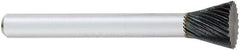 OSG - 5/8" Cut Diam, 1/4" Shank Diam, Inverted Cone Head Fluted Cut Burr - Carbide, Flat End, 3/4" LOC, 2" OAL - Industrial Tool & Supply