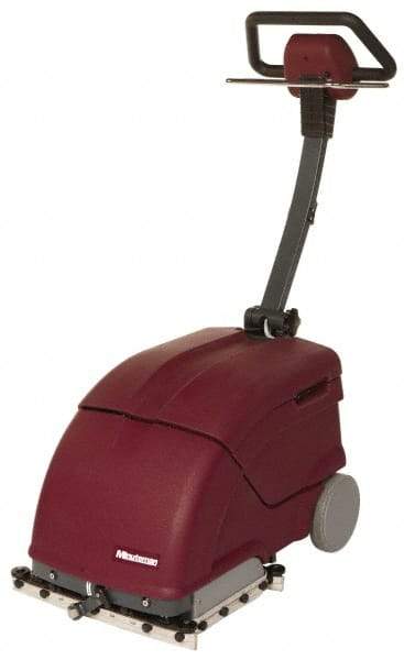 Minuteman - 14" Cleaning Width, Electric Floor Scrubber - 0.75 hp, 780 RPM, 45" Water Lift, 2.5 Gal Tank Capacity, Series P14 - Industrial Tool & Supply