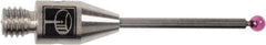 Renishaw - 0.02 Inch Ball Diameter, Carbide Stem, M2 Thread, Ruby Point Ball Tip CMM Stylus - 0.28 Inch Working Length, 0.012 Inch Stem Diameter, 0.79 Inch Overall Length - Industrial Tool & Supply