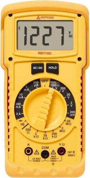 Amprobe - 2670779, CAT IV, 1,000 VAC/VDC, Digital Manual Ranging Multimeter - 20 mOhm, Measures Voltage, Current, Resistance - Industrial Tool & Supply