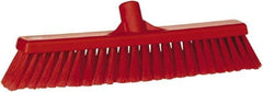 Vikan - 16" Fine Particle Synthetic Push Broom - 2" Bristle Length, Plastic Block, European Threaded Handle Connection - Industrial Tool & Supply