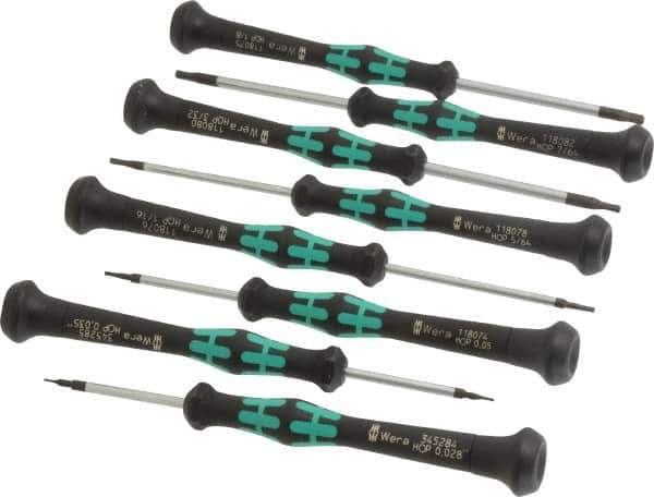 Wera - 8 Piece, 0.028 to 7/64" Hex Driver Set - Comes in Cardboard Box - Industrial Tool & Supply