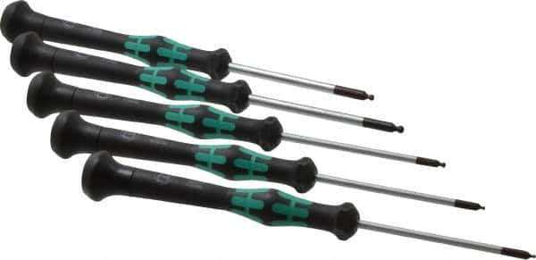 Wera - 5 Piece, 1.3 to 3mm Ball End Hex Driver Set - Comes in Display Box - Industrial Tool & Supply