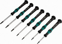Wera - 7 Piece T5 to T15 Micro Handle Torx Driver Set - T5, T6, T7, T8, T9, T10, T15 - Industrial Tool & Supply