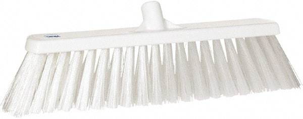 Vikan - 19" Heavy Duty Synthetic Push Broom - 4-25/64" Bristle Length, Plastic Block, European Threaded Handle Connection - Industrial Tool & Supply