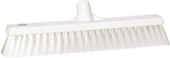 Vikan - 16" Fine Particle Synthetic Push Broom - 2" Bristle Length, Plastic Block, European Threaded Handle Connection - Industrial Tool & Supply