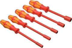 Wera - 5 Piece 7/32 to 1/2" Insulated Nutdriver Set - Solid Shaft, Ergonomic Handle - Industrial Tool & Supply